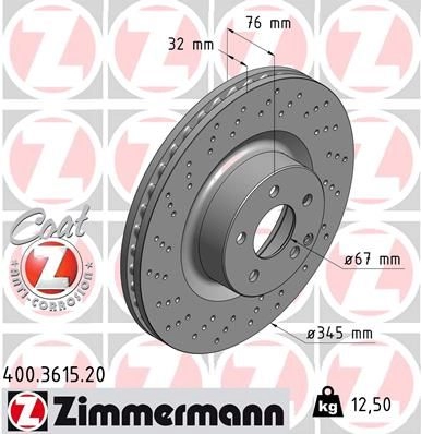 Тормозной диск ZIMMERMANN 400361520 906485 5L07F 0Y изображение 0