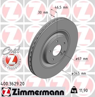 Тормозной диск ZIMMERMANN 906503 O5 GCJ 400362920 изображение 0