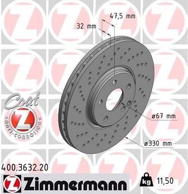 Тормозной диск ZIMMERMANN 906506 400363220 5 UC2E0A изображение 0