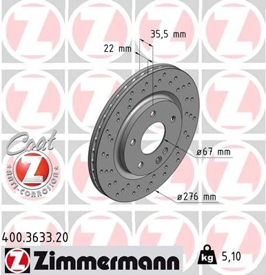 Тормозной диск ZIMMERMANN R26 EQW 906507 400363320