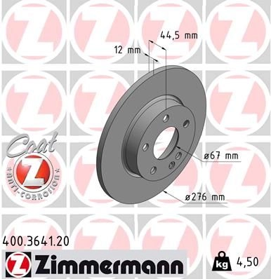 Тормозной диск ZIMMERMANN 906516 400364120 N28 LIT изображение 0
