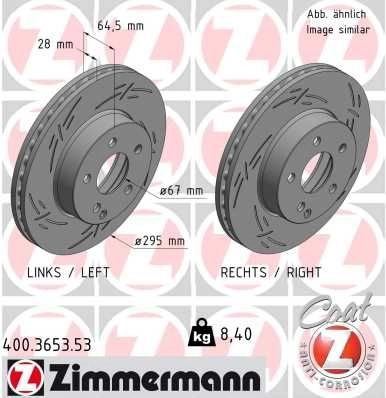 Тормозной диск ZIMMERMANN 1425077183 D7FA E 400365353