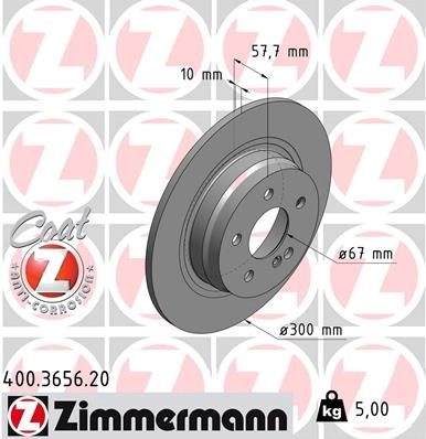 Тормозной диск ZIMMERMANN 400.3656.20 906540 1X JZQXJ изображение 0