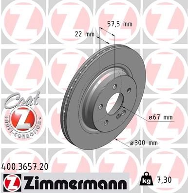 Тормозной диск ZIMMERMANN 400.3657.20 906541 64T CO32