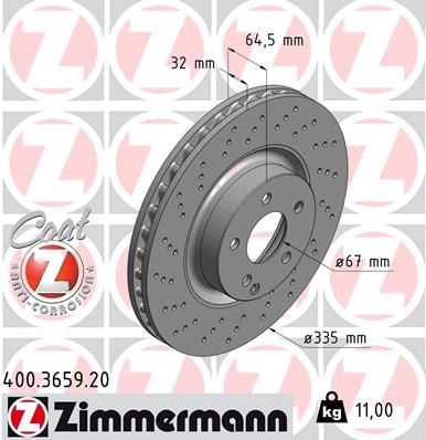 Тормозной диск ZIMMERMANN 400365920 906544 LH LG04 изображение 0