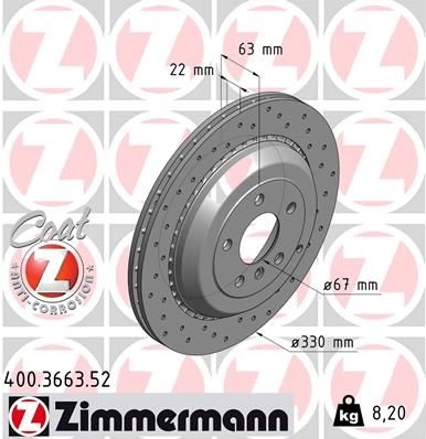 Тормозной диск ZIMMERMANN 906550 400366352 NN T4N изображение 0