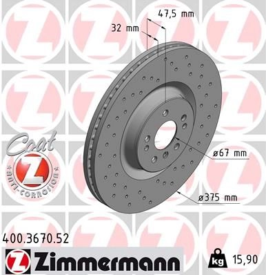 Тормозной диск ZIMMERMANN 400367052 YKXK VT 906559 изображение 0