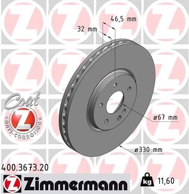 Тормозной диск ZIMMERMANN 400367320 JYJ2Q N 906563