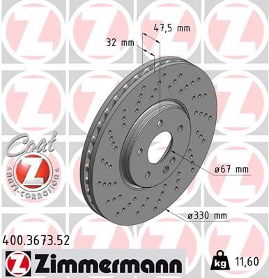 Тормозной диск ZIMMERMANN 906564 400367352 30Z1 GMB