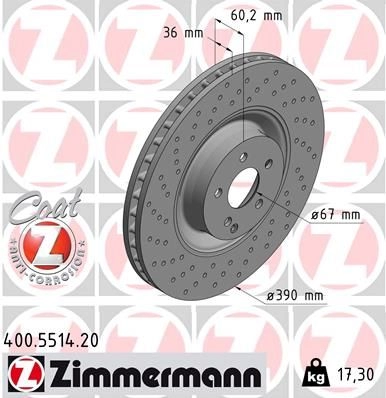 Тормозной диск ZIMMERMANN 400551420 ASSNP O 1211192997