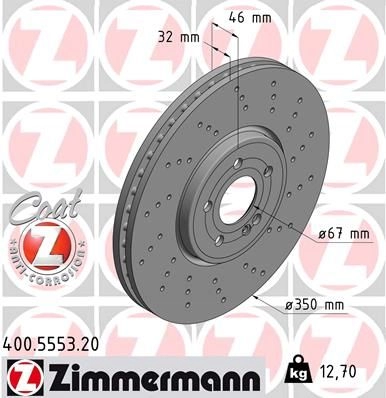 Тормозной диск ZIMMERMANN 400555320 RW 0MQ 1437879035 изображение 0