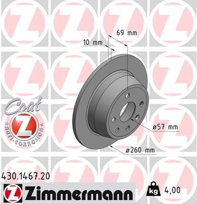 Тормозной диск ZIMMERMANN 430146720 2VH 58 906672 изображение 0