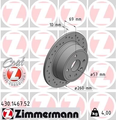 Тормозной диск ZIMMERMANN 906673 430146752 KNXWX P изображение 0
