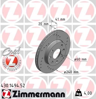 Тормозной диск ZIMMERMANN GY2 J3 906711 430149452