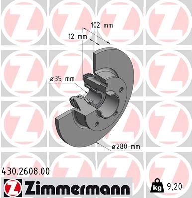 Тормозной диск ZIMMERMANN 906758 430260800 GBU 92TA изображение 0