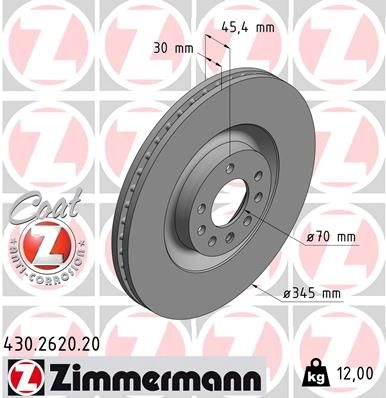 Тормозной диск ZIMMERMANN 430262020 906777 CV9XT G изображение 0