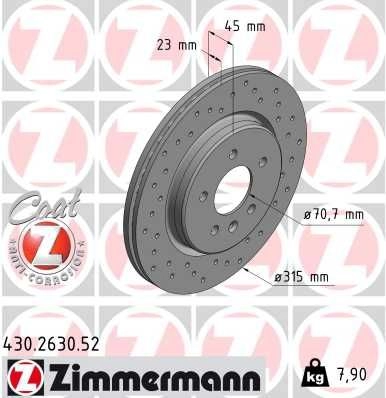 Тормозной диск ZIMMERMANN 9JHO HR 430263052 906792