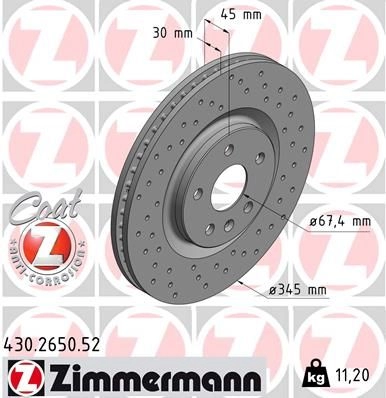 Тормозной диск ZIMMERMANN 430265052 1437879500 DSE2 B3P изображение 0