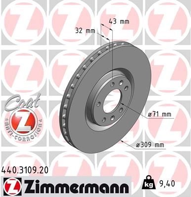 Тормозной диск ZIMMERMANN 906900 V O4IS 440310920 изображение 0