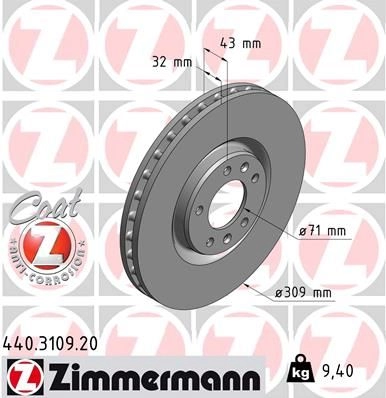 Тормозной диск ZIMMERMANN 906900 V O4IS 440310920