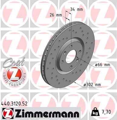 Тормозной диск ZIMMERMANN D9 R3X2 440.3120.52 906914 изображение 0