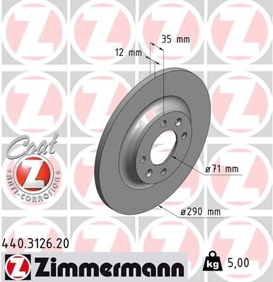 Тормозной диск ZIMMERMANN 1YB2 C 906923 440312620 изображение 0