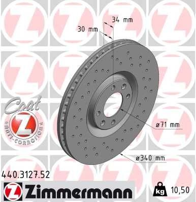 Тормозной диск ZIMMERMANN 906925 R TEVAH 440312752 изображение 0