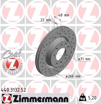 Тормозной диск ZIMMERMANN 906931 440313252 W SJC2Q изображение 0