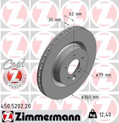 Тормозной диск ZIMMERMANN 906949 450520220 S0 I4W изображение 0