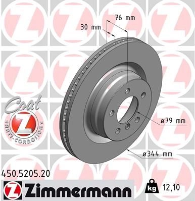 Тормозной диск ZIMMERMANN 906952 450520520 W 9C29Q изображение 0