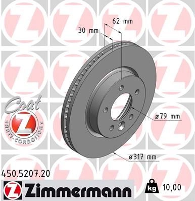 Тормозной диск ZIMMERMANN 450520720 906954 8T I7FHO изображение 0