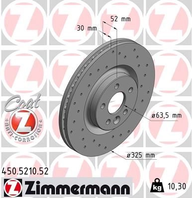 Тормозной диск ZIMMERMANN 450521052 BO7K L 906960 изображение 0