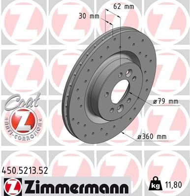 Тормозной диск ZIMMERMANN 450521352 E01 C3 1211196007 изображение 0