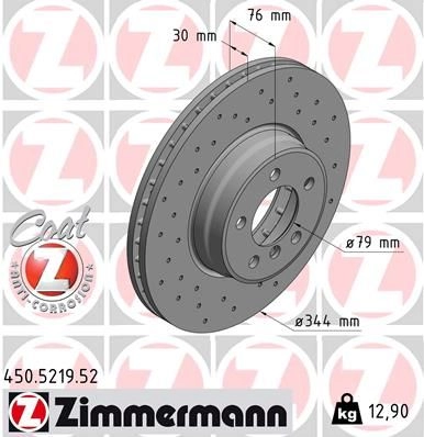 Тормозной диск ZIMMERMANN 450521952 3NEIO8 J 1425077200