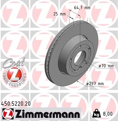 Тормозной диск ZIMMERMANN 1437878812 450522020 UD SJU