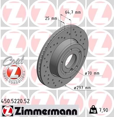 Тормозной диск ZIMMERMANN 450522052 2D1 T1 1437878705