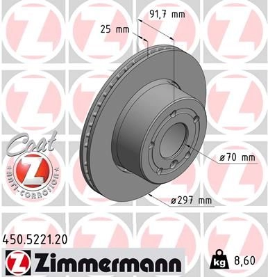Тормозной диск ZIMMERMANN 450522120 Y13 PLRS 1425077201 изображение 0
