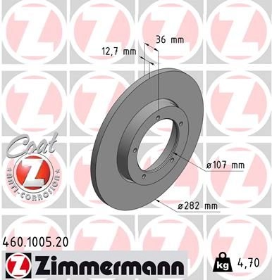Тормозной диск ZIMMERMANN 906965 L XX8XRI 460100520 изображение 0