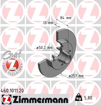 Тормозной диск ZIMMERMANN 460101120 906972 7Z BQ07
