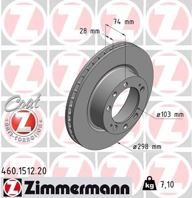 Тормозной диск ZIMMERMANN 460.1512.20 P GJTDNP 906990