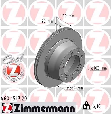 Тормозной диск ZIMMERMANN 460151720 907000 AP 87GDD