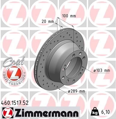 Тормозной диск ZIMMERMANN OJ VVZ 907001 460151752