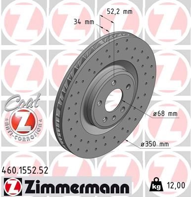 Тормозной диск ZIMMERMANN 460155352 C26 EG 907022 изображение 0