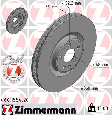 Тормозной диск ZIMMERMANN EX5 LT 460155420 907023 изображение 0