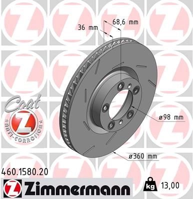 Тормозной диск ZIMMERMANN 907049 CLAL 3XM 460.1580.20 изображение 0