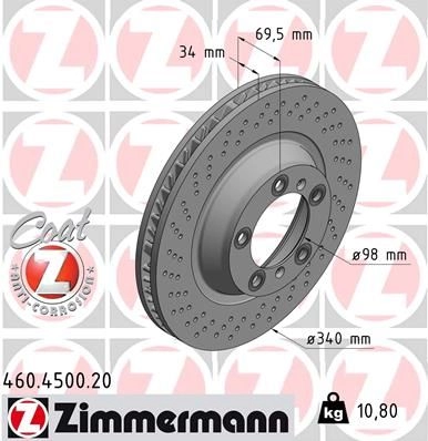 Тормозной диск ZIMMERMANN 460450120 1211196395 44V NIZ изображение 0