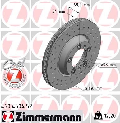 Тормозной диск ZIMMERMANN 460450452 1211196405 W2P XF изображение 0