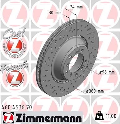 Тормозной диск ZIMMERMANN 1437879309 S0 X80JY 460453670 изображение 0