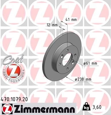 Тормозной диск ZIMMERMANN 470107920 E XL19J 907063