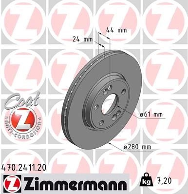 Тормозной диск ZIMMERMANN 907078 IZ 85F 470.2411.20 изображение 0